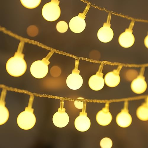 ENLACE Ljusslinga, kulor, batteri, 1,5 m, 10 LED-kula, ljuskedja, varmvit, glob, ljuskedjor för utomhusbruk, inomhus, bröllop, fest, jul, trädgård, balkongdekoration