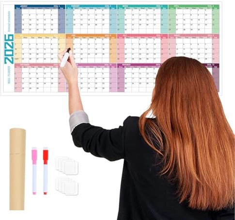 Ylnailky Calendario 2026 | Grande Calendario da Muro Cancellabile Lavagna Bianca 2026 - Organizzatore Mensile 12 Mesi per Famiglia Studente Casa Scuola Ufficio Biblioteca Pianificazione Natale