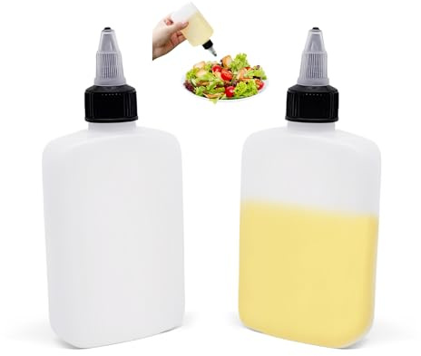 HMCEY 2 Piezas Botella Plastico Cocina 120 ML,Botella Exprimible Aceite,Squeeze Bottle,Biberon Salsa Cocina,Botellas Ketchup para Rellenar con Tapa,Dispensador de Aceitera Plastico para Cocina