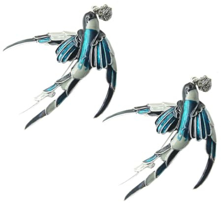 VERDANVERSE Broche Hirondelle Peinte en Alliage avec Diamants Synthétiques, Lot de 2 Épingles à Poitrine Créatives pour Femme, Accessoire Décoratif Léger pour Tenue Couleur Aléatoire