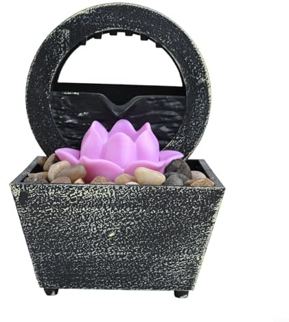 Fuente de mesa con estructura creativa de agua fluida, USB y funciona con pilas, función de agua interior para decoración de escritorio en casa, oficina, abdominales para mate (A)