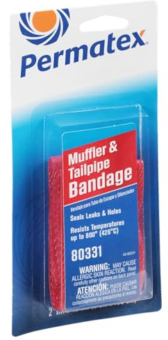 Permatex 80331 Muffler & Tailpipe Bandage, Permanently repair holes and leaks. Seal Out fumes to temperatures of 426°C 1 x 84 sq. in. bandage