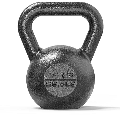 PROIRON Kettlebell Professional Kugelhantel aus Gusseisen, 12kg Gewichten Guss Schwunghantel Kugelgewicht Krafttraining - Schwarz Kettlebells