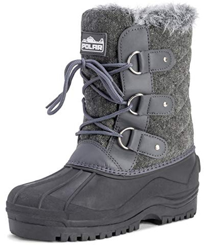 Polar Femmes Short Neige Hiver Tactique Imperméable Promeneur Mi-Mollet En Marchant Bottes - Gris Textile - UK7/EU40 - YC0369
