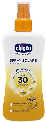 Chicco Tripla Protezione Spray Solare 30 per Bambini, Resistente all'Acqua - 150 ml