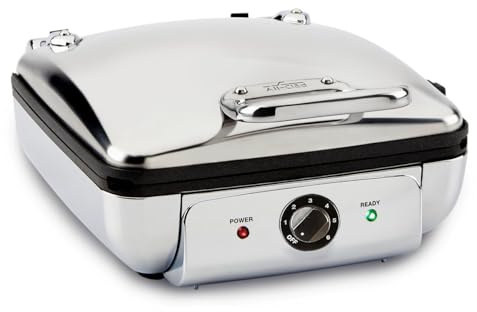 All-Clad Stainless Steel Waffle Maker 4 Section, Thick Belgium Waffle Makers, Upright Storage 1600 Watts, Nonstick, 6 Browning Levels, Dishwasher Safe