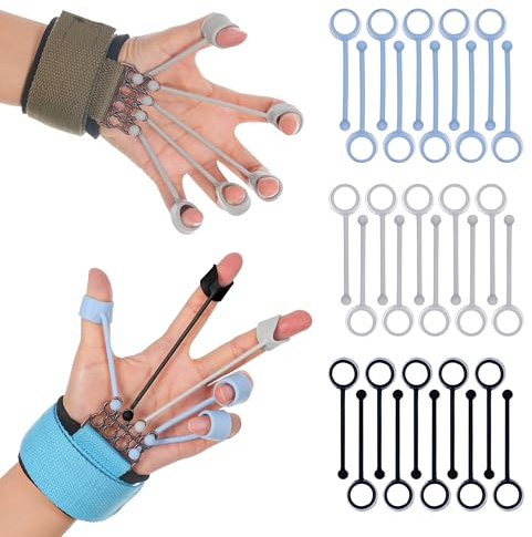 wefaner Finger Strengthener Band Exerciser Trainer ,Finger Resistance Band for Hand Grip Strength Forearm Stretching Rehabilitation Fitness Assist for Arthritis, Carpal Tunnel for Muscle Building and Injury Recovery.