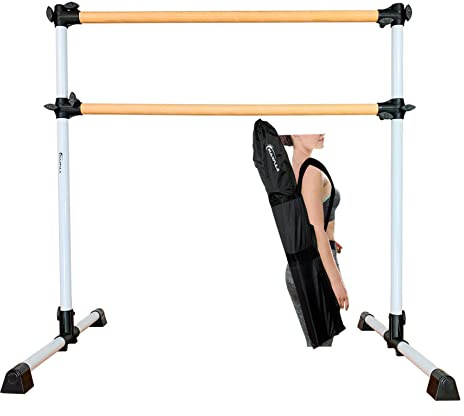 MARFULA 4 Ft Portable Wood Ballet Barre Ballet Bar Dance Barre Freestanding with Carry Bag