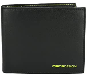 MOMO Design Portafoglio Uomo in Vera Pelle, CLASSICO, Con Protezione RFID, Scatola Regalo In Legno