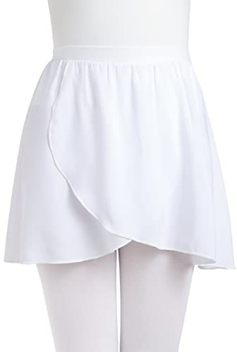 Soudittur Falda de Abrigo la Ballet Danza Pull On Gasa Falda de Baile con Cintura Elástica para Niña Mujer (S, Blanco)
