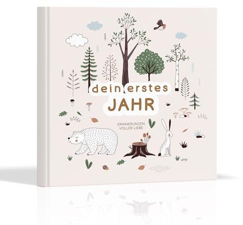 BIROYAL Babyalbum Mein erstes Jahr dein erstes JAHR - Babybuch zum Ausfüllen | Tierischer Wald | Babytagebuch & Erinnerungsbuch für Mädchen und Jungen - besonderes Geschenk zur Geburt