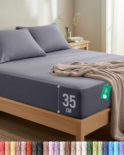 Utopia Bedding Single Fitted Sheet with Pillow Case (50x75cm), Grey - Deep Pocket (35 cm) - Bed Sheets Set - OEKO-TEX Certified - Soft Brushed Microfibre