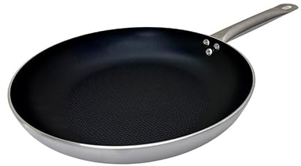 FMprofessional Sartén Plana Antiadherente 30 cm, Revestimiento Antiadherente ILAG Essential Doble Capa, Alta Conductividad Térmica, Ligera y Resistente a la Corrosión, 30x5,5 cm, 1 ud