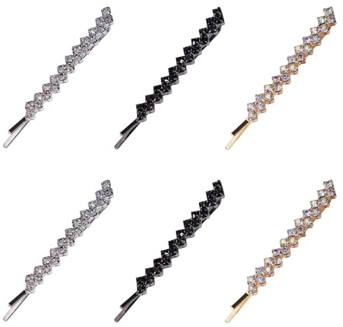 QFEHTHSK Horquillas de metal para el pelo, 6 unidades, brillantes y brillantes, para mujer