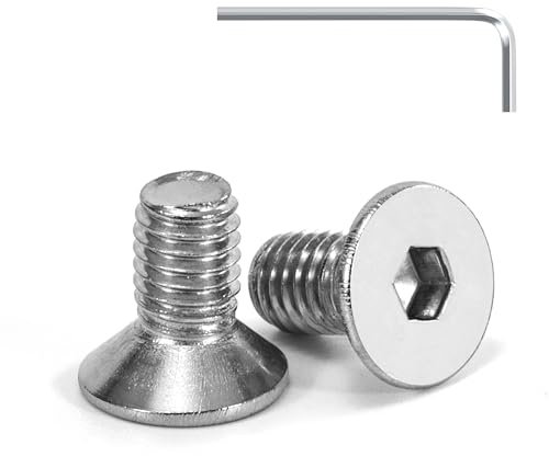Tunejoy Vis à Tête Fraisée M5 x 10 mm Vis à Six Pans Creux en Acier Inoxydable A2 V2A à Tête Fraisée Hexagonale avec Clé Allen Filetage Complet 20 Pièces