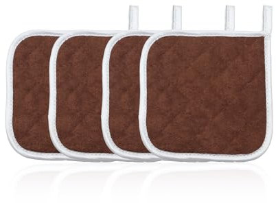 4 PCS Pot Holder, Pot Holders Heat Resistant Cotton Oven Cloth Hot Pads Potholders for Kitchen, Camping, BBQ & Microwave (Red)