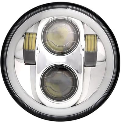 Faros Proyector Faros LED 5,75 Pulgadas con Anillo Halo H4 para Motocicleta, Señal Giro DRL 5 3/4 para Sportster para Dyna para Iron 883 para Triumph Faro Led Motocicleta(1pc Sliver)