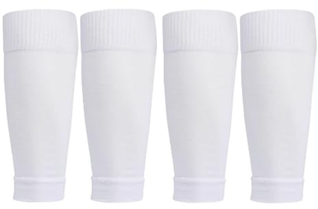 2 par de blanco Calcetines de fútbol,transpirables y de secado rápido, protección para pantorrillas, antideslizantes, para niños Calcetines de fútbol unisex