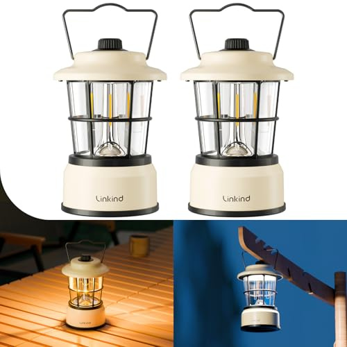 Linkind Lot de 2 lanternes LED rétro alimentées par piles