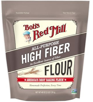 Bob’s Red Mill All Purpose High Fiber Flour - 3 lb Bag, 1-to-1 Baking Substitute, Excellent Source of Fiber, Non-GMO, Kosher