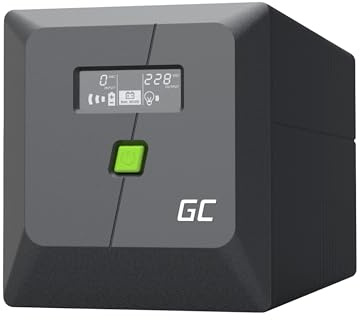 Green Cell PowerProof Gruppo di Continuità UPS 1000VA/700W con Display LCD, Sinusoide Pura, Protezione Affidabile da Blackout e Sovratensioni, Backup Energia, USB/RJ45, 4 Prese Schuko