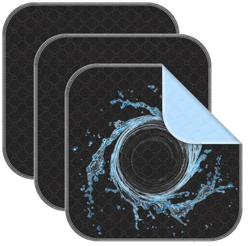 3 Stück Waschbare Inkontinenz Sitzauflage 50x50cm Schwarz Inkontinenz Bettunterlage Hoch Saugfähig Bürostuhl Unterlage, Inkontinenzunterlagen für RollstuhlAuto, Sofa, Matratze