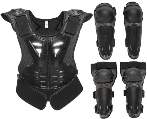 Motocross Schutzset Kinder – Verstellbare Brust Ellbogen Knie Protektoren,Leichte Schutzausrüstung Für Outdoor Sportarten | Atmungsaktive Schutzkleidung Für Mädchen 8 Bis 15 Jahre Zum Motorradf