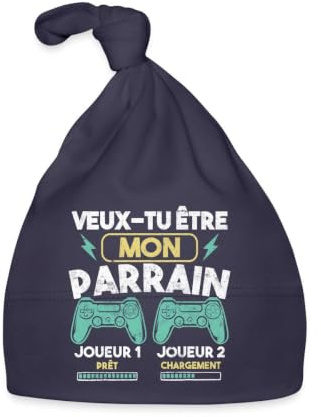 Demande Parrain Gamer Annonce Cadeau Baptême Bonnet Bébé Coton Bio