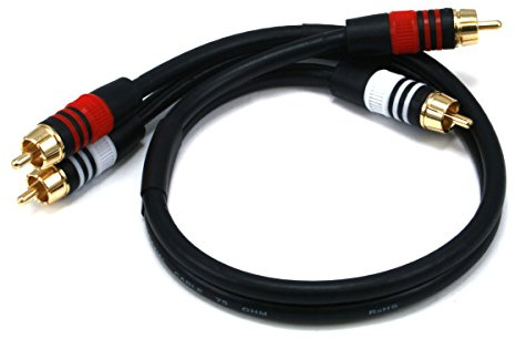 Monoprice 1.5ft Premium 2 RCA Plug/2 RCA Plug M/M 22AWG Cable - Black