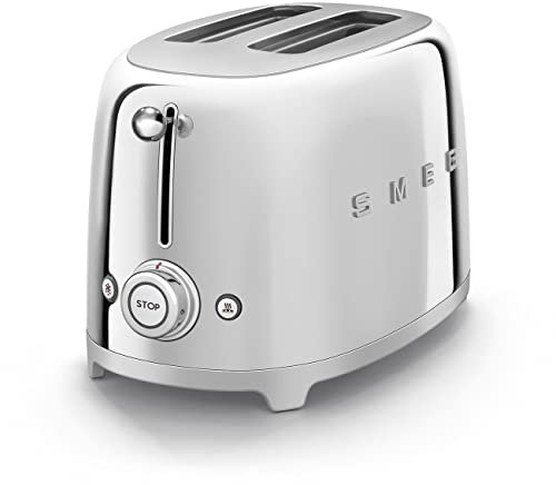Smeg TSF01SSUK 2 Slice Toaster, Extra Wide Slots, 3 Pre-Set Options, 950W, Stainless Steel