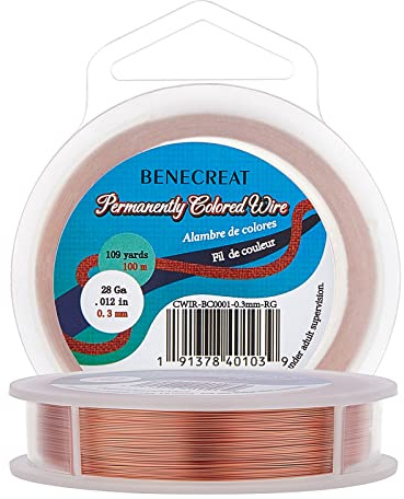 BENECREAT 28Gauge(0.3mm) Tarnish Resistant Copper Wire Jewellery Beading Wire, 100M/109Yard