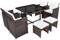 vidaXL Gartenmöbel 9-TLG. mit Auflagen Gartenset Sitzgruppe Sitzgarnitur Gartengarnitur Gartentisch Tisch Esstisch Stühle Poly Rattan Braun