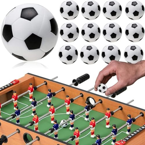 MINGZE 12 stücke Tischfußball Kickerbälle Ball, 36mm Tischfußball Fußball Ersatzbälle, Schwarz und Weiß Tischfußbälle Spiel Standardgröße