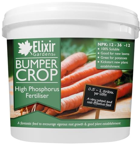 Elixir Gardens High Phosphate Soluble plant food with trace elements | Various qty available from 1kg to 20kg | NPK 12-36-12+TE | 1kg Tub | Makes 1000L of liquid feed