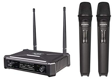KAM KWM11PRO TWIN HANDHELD UHF FIXED CHANNEL RADIO MICROPHONE SYSTEM