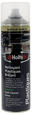 Holts Nettoyant Plastiques Intérieurs – Finition Brillante, Senteur Vanille – Tableaux de Bord, Garnitures, Plastiques – Nettoie et Fait Briller – Aérosol 500ml