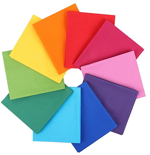 Craftido Lot de 10 Tissus Coton Fat Quarters 18”x21”(46x53cm) - Poids Moyen 145g - 100% Cton pour Quilting, Couture, Patchwork, DIY Fait à la Main - Rainbow Colours