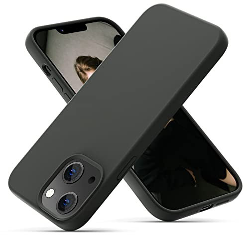 OIIAEE Liquid Silicone Case Designed for iPhone 13 Mini Case, Ultra Slim Shockproof Protective Phone Case Cover with Soft Anti-Scratch Microfiber Lining, 5.4 inch, Space Gray
