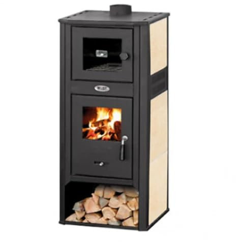 Stufa a legna con forno lucrezia 12-13 kw rossa