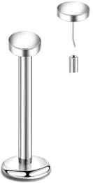 Piercing de nariz sin rosca G23 de titanio 16 g 18 g 20 g Push In Flat Back Labret Piercing 6 – 12 mm Medusa Helix Tragus cartílago joyas, 4mm Flat Disc