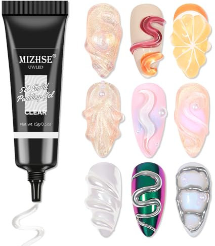 MIZHSE 3D Skulptur Nail Gel - 15g Clear Rhinestone Glue Gel Für 3D Gel Nail Art Nagel Carving Nail Glue Gels Nail 5D-Geprägtes Candy-Gels DIY Nageldesign Sculpting Nagelmodellage Hause