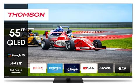 Thomson 55 Zoll (139cm) QLED Pro 144Hz Google Smart TV, Wi-Fi, Dolby Audio, Bluetooth 5.1, Triple-Tuner (Kabel/Satellit/Antenne), HDMI, CI+, A+ Panel - 55QG7C14