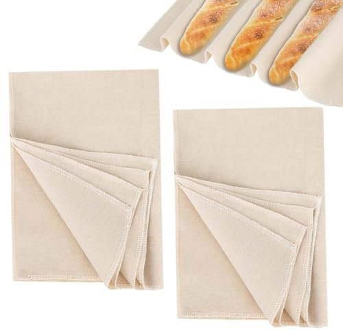MOVKZACV 2 Stück Bäckerleinen Leinentuch Brot Backen 75 X 45cm, Teigtuch aus Naturleinen für Brotbackzubehör Strudeltuch zur Teigzubereitung Backen Geschenke für Familien Bäcker, Einsteiger