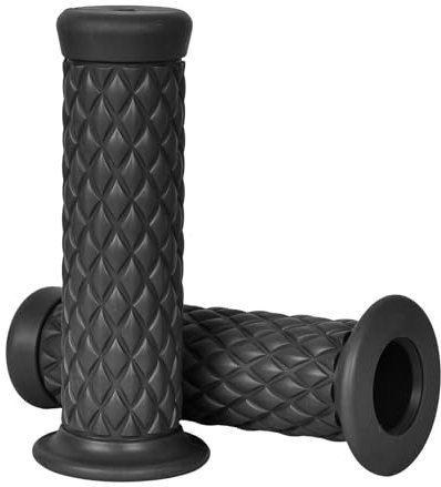Manopole Manubrio Moto Retrò 22mm Manopole Moto Antiscivolo, Motorcycle Handlebar Grips Universale in Gomma per Scooter Quad Cruiser Off Road, Nero