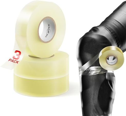 Rezztek Hockey Clear - Nastro per parastinchi da hockey trasparente, 3 pezzi, elastico e resistente agli strappi, durevole