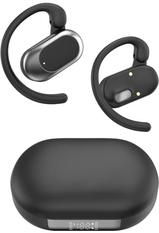 STECEi Open Ear Headphones withEar Hooks, Air Conduction Earbuds with Mic, Sports Earphones, Black