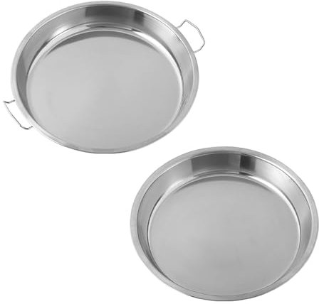 Paquete de 2 bandejas de acero inoxidable para servir alimentos, platos de vapor, sartenes para servir liangpi, moldes para cocinar al vapor y servir