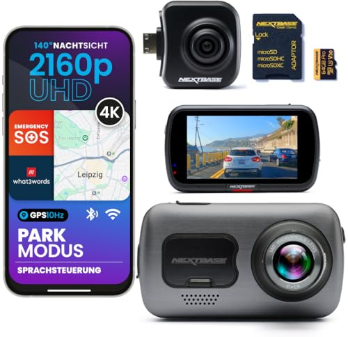 Nextbase® 622GW Dashcam Auto Vorne Hinten | Parkmodus 24/7 | 2160p 30fps Dash Cam | 3-Zoll-Bildschirm | Auto Kamera 140 Grad Betrachtungswinkel Nachtsicht Pro | Inklusive 64GB MicroSD Karte