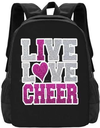QIOEURYU Sac à dos Live Love Cheer I Love Cheer Cartable Cartable Sacs de mode Live Cheerleader Cheerleading Lovecheer Stunt Cheers Loisirs Cadeaux de vacances en plein air