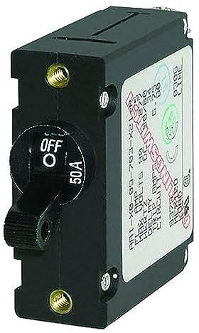 Blue Sea Systems 7228 A-Series Black Toggle Single Pole 50A Circuit Breaker